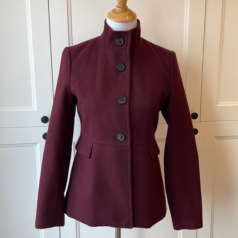 Burgundy woolens jacket, Old Navy, XS, red coat